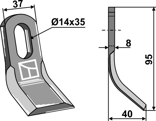 Y- kniv 95x37mm