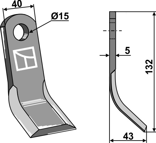 Y- kniv 132x40mm
