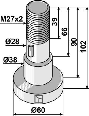Knivbolt M27x2x102