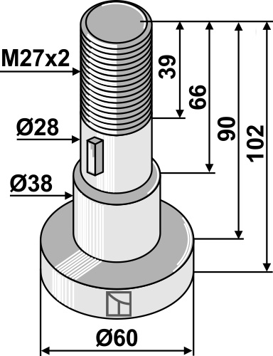 Knivbolt M27x2x102