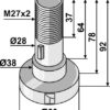 Knivbolt M27x2x92