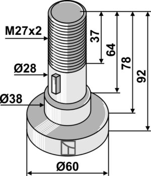 Knivbolt M27x2x92