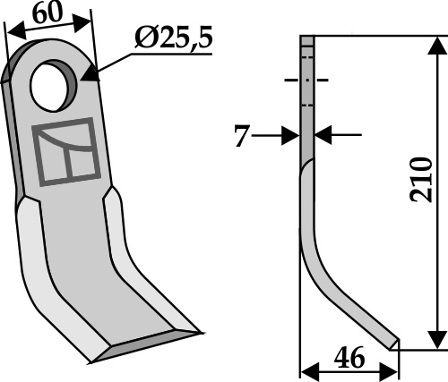 Y- kniv 210x60mm