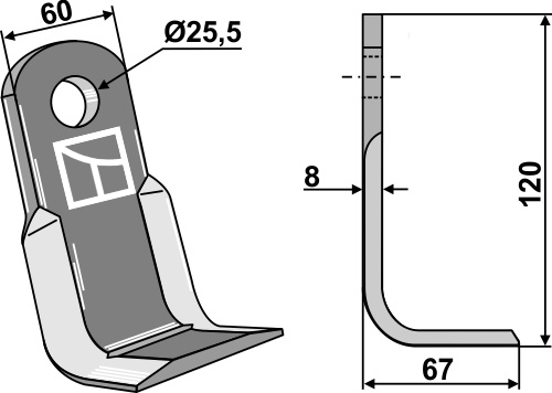 L-kniv 120x60mm