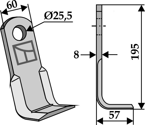 L-kniv 195x60mm