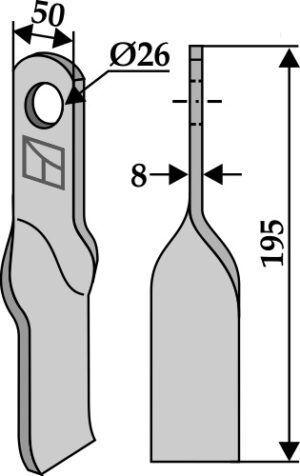 63-sic-06 Slagle kniv vredet 195x50mm