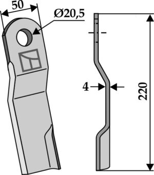 Kniv 220x50mm, højre