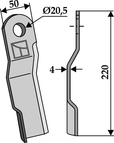 Kniv 220x50mm venstre