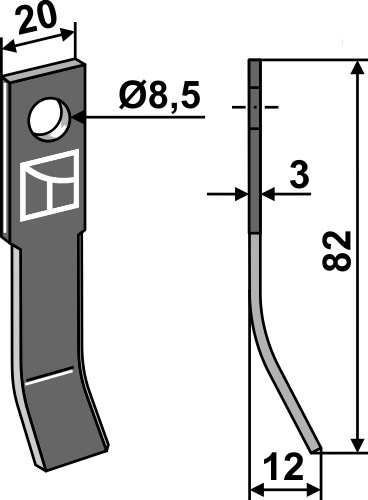Y- kniv 82x20mm