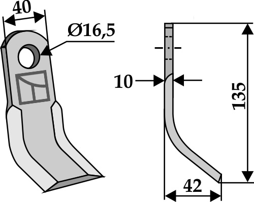 Y- kniv 135x40mm