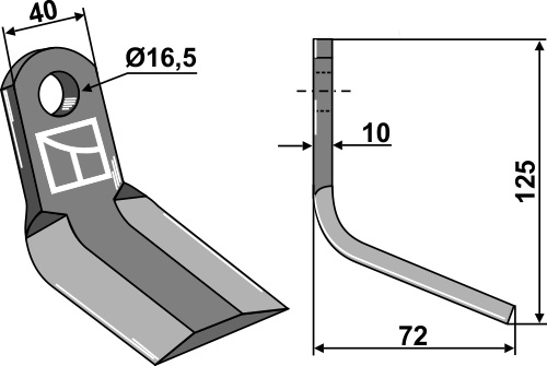 Y- kniv 125x40mm