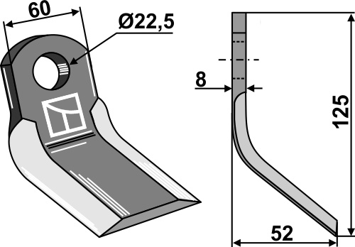 Y- kniv 125x60mm