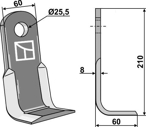 L-kniv 210x60mm