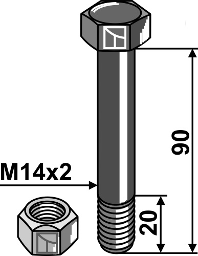 Bolt M14x2x90 m. låsemøtrik