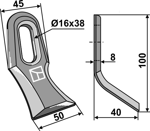 Y- kniv 100x45mm