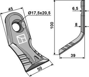 Y-kniv 100x45mm - quick change system