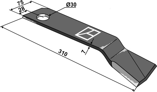 Slagle 310x75mm - højre