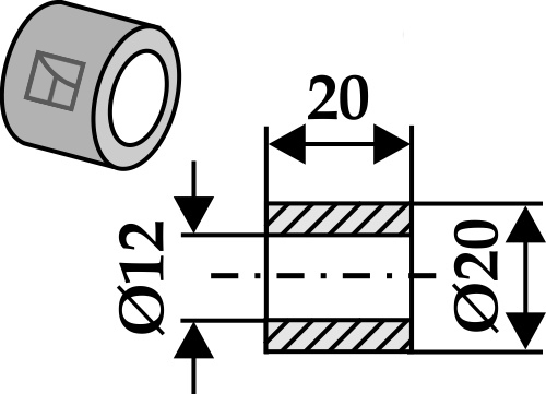 Bøsning 20xØ12xØ20
