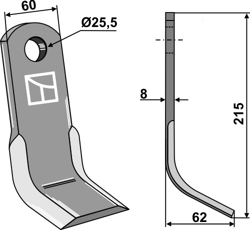 Y- kniv 215x60mm