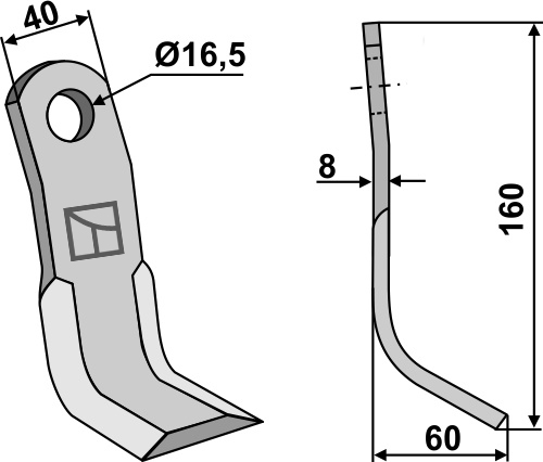 Y-kniv 160x40mm