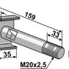 Bolt M20x2,5x159 - 10.9 m. låsemøtrik