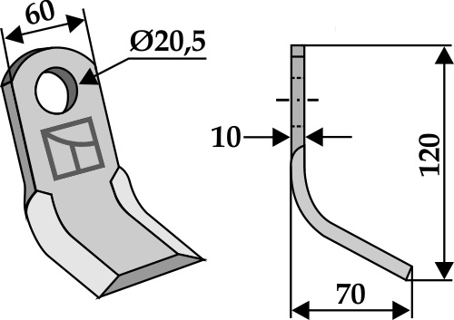 Y- kniv 120x60mm