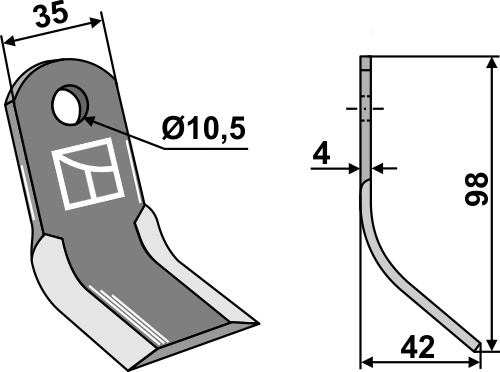 Y- kniv 98x35mm
