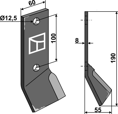 Slagle 190x60mm, venstre