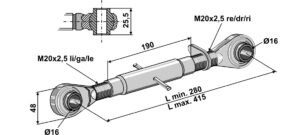 65-090 Topstang M20x2,5 med hærdet kuglehoveder