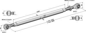 Topstang med hærdet kuglehoveder M30x3,5