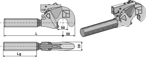 Topstangs ende for hurtigkobler M36x3