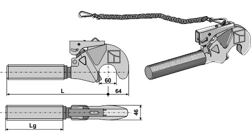 Topstangs ende for hurtigkobler M36x4