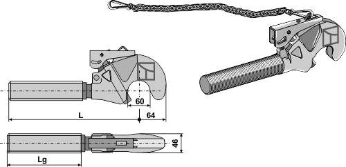 Topstangs ende for hurtigkobler M36x4