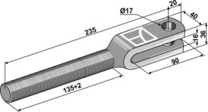 652-7.23 Gaffel for spindel M 24x3 venstre gevind
