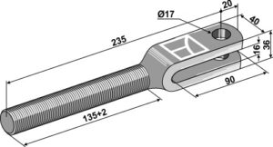 652-7.24 Gaffel for spindel M 24x3 højre gevind