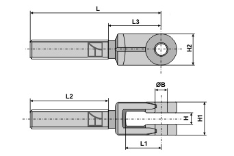 Gaffel for spindel M30x3,5