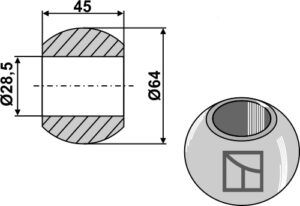 Kugle for liftarm - Cat. III-II