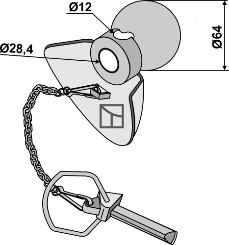 Kugle med krave og ringsplit Cat.III-II