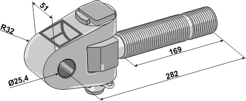 Topstangs ende med krydsled M36x4