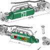 Hydraulisk topstang m. klo og krydsled