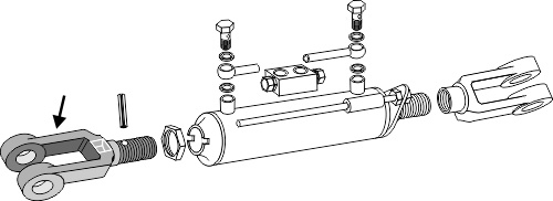 Gaffel med udv. gevind for hydraulisk topstang