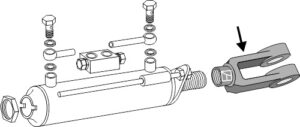 654-3-35 Gaffel med indv. gevind for hydraulisk topstang