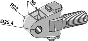 654-3-45 Topstangs ende med krydsled traktorside M36x3