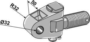 654-3-46 Topstangs ende med krydsled traktorside M36x3