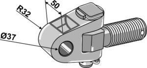 654-3-47 Topstangs ende med krydsled traktorside M36x3