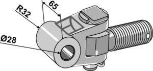 654-3-48 Topstangs ende med krydsled traktorside M36x3