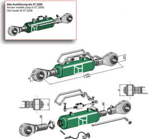 Hydraulisk topstang m. kugleender