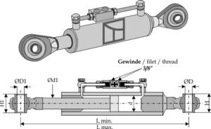 Hydraulisk topstang m. kugleender
