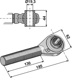 656-111 Topstangs ende hærdet M24x3