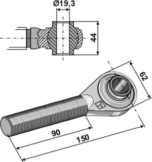 656-116 Topstangs ende hærdet M24x3